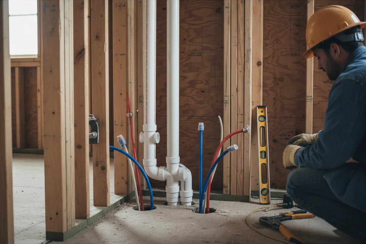 Drain and supply rough-in during Drain Cleaning in New Washington