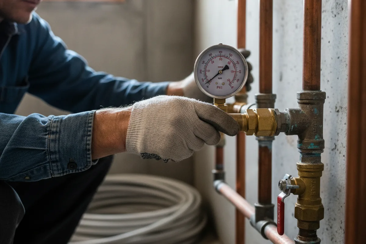 Pressure testing a repaired line during Water Line Repair in New Washington