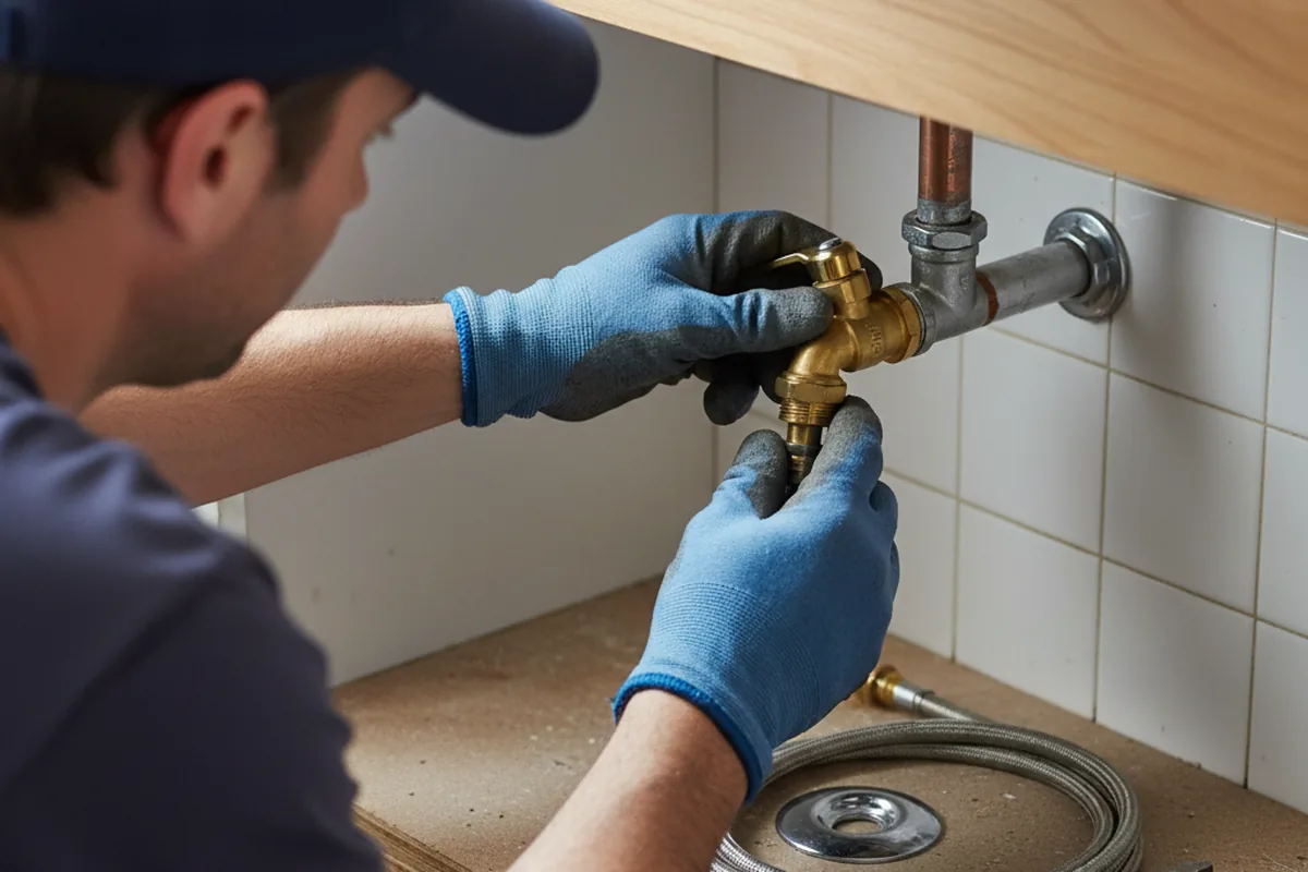Shutoff valve and fitting work during Burst Pipe Repair in New Washington